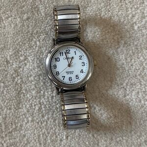 Casio Silver and Gold Watch with White Dial